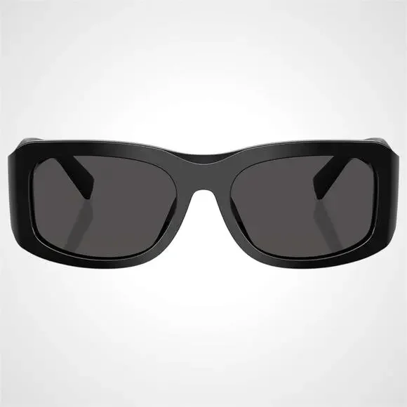 New Dolce & Gabbana Sunglasses Black Rectangle Square Gold Gray Lens New